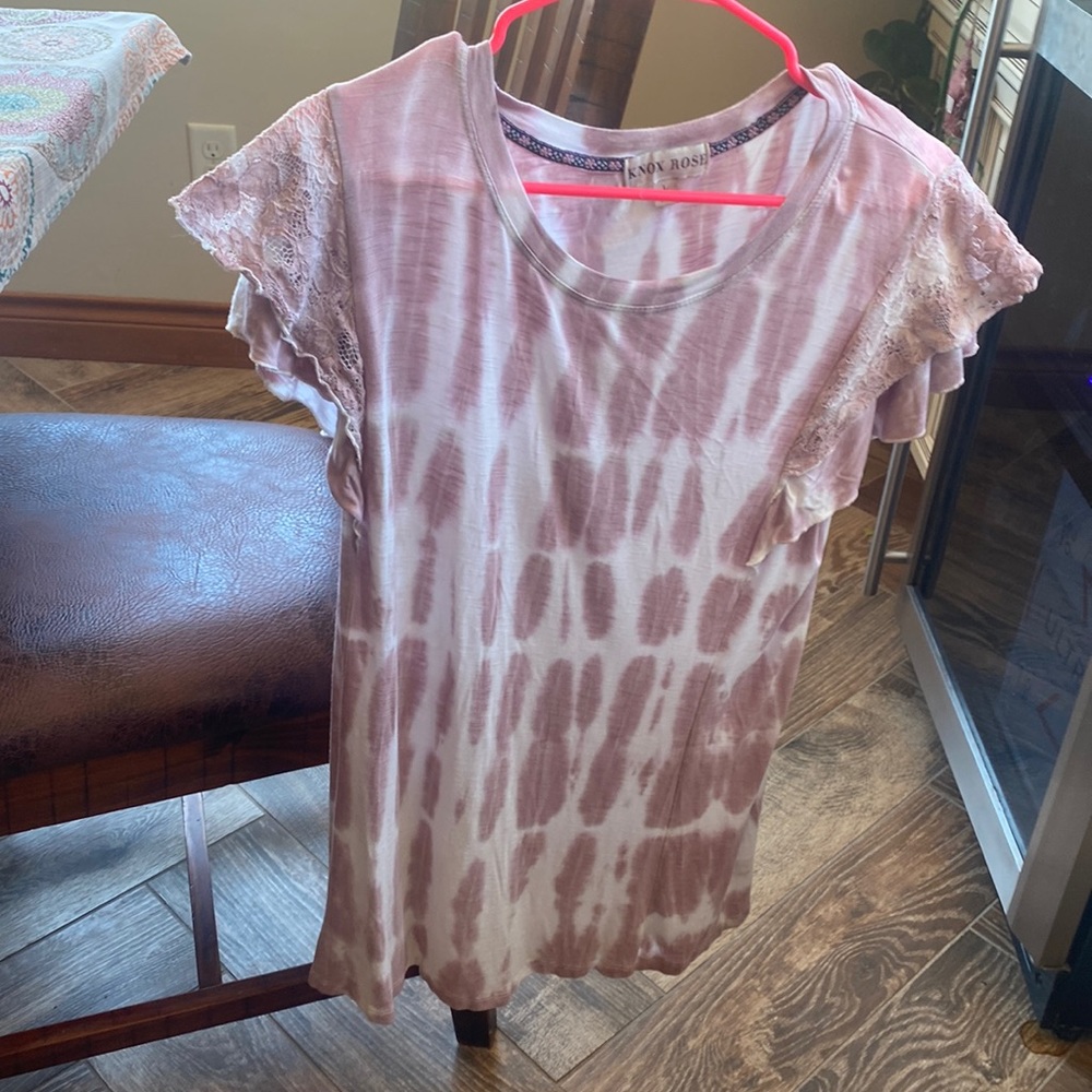 Target cute longer length T-shirt with ruffles on sleeves